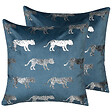 BELIANI - Lot de 2 coussins décoratifs BLUEBELL Velours 45 x 45 cm Bleu Motif animal - vignette