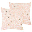 BELIANI - Lot de 2 coussins décoratifs TRITELEIA Velours 45 x 45 cm Rose Motif floral - vignette