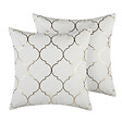 BELIANI - Lot de 2 coussins décoratifs ALYSSUM Coton 45 x 45 cm Blanc Motif de treillis - vignette