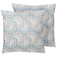 BELIANI - Lot de 2 coussins décoratifs PRIMROSE 45 x 45 cm Bleu clair Ikat - vignette