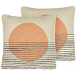 BELIANI - Lot de 2 coussins décoratifs MOONFLOWER 45 x 45 cm Blanc Motif géométrique - vignette