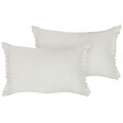BELIANI - Lot de 2 coussins décoratifs SASSAFRAS Lin 30 x 45 cm Blanc cassé Unicolore - vignette