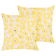 BELIANI - Lot de 2 coussins décoratifs TRITELEIA Velours 45 x 45 cm Jaune Motif floral - vignette