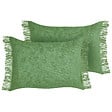 BELIANI - Lot de 2 coussins décoratifs MABA Coton 50 x 35 cm Vert Unicolore - vignette