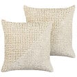 BELIANI - Lot de 2 coussins décoratifs PELLAEA Coton 45 x 45 cm Beige clair Motif géométrique - vignette