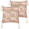 BELIANI - Lot de 2 coussins décoratifs MELOBESIA Coton 45 x 45 cm Multicolore Motif de plante - vignette