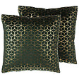 BELIANI - Lot de 2 coussins décoratifs CELOSIA Velours 45 x 45 cm Vert foncé Motif géométrique - vignette