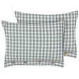 BELIANI - Lot de 2 coussins décoratifs TALYA 40 x 60 cm Vert menthe À carreaux - vignette