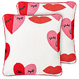 BELIANI - Lot de 2 coussins décoratifs PERIWINKLE Coton 45 x 45 cm Blanc Motif en forme de cœur - vignette