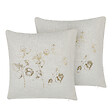 BELIANI - Lot de 2 coussins décoratifs GOMPHRENA 45 x 45 cm Beige clair Motif de plante - vignette