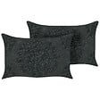 BELIANI - Lot de 2 coussins décoratifs VELOOR Coton 30 x 50 cm Gris foncé Motif oriental - vignette