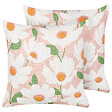 BELIANI - Lot de 2 coussins décoratifs JATROPHA Coton 45 x 45 cm Rose Motif floral - vignette