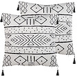 BELIANI - Lot de 2 coussins décoratifs SCHEFFLERA Velours 45 x 45 cm Blanc Motif géométrique - vignette