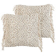 BELIANI - Lot de 2 coussins décoratifs PATTAN Coton 45 x 45 cm Beige Motif géométrique - vignette