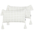 BELIANI - Lot de 2 coussins décoratifs DOURIS 30 x 60 cm Beige clair À carreaux - vignette