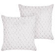 BELIANI - Lot de 2 coussins décoratifs PURSLANE Fourrure synthétique 43 x 43 cm Blanc Motif géométrique - vignette