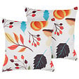 BELIANI - Lot de 2 coussins décoratifs VISCARIA Velours 45 x 45 cm Multicolore Motif de plante - vignette