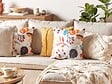 BELIANI - Lot de 2 coussins décoratifs VISCARIA Velours 45 x 45 cm Multicolore Motif de plante - vignette