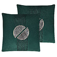BELIANI - Lot de 2 coussins décoratifs CEROPEGIA Velours 45 x 45 cm Vert émeraude Motif géométrique - vignette