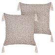 BELIANI - Lot de 2 coussins décoratifs HAKONE 42 x 42 cm Taupe Motif géométrique - vignette