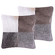 BELIANI - Lot de 2 coussins décoratifs NELLAD Cuir 45 x 45 cm Gris Patchwork - vignette