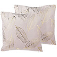 BELIANI - Lot de 2 coussins décoratifs FREESIA Velours 45 x 45 cm Rose Motif de plante - vignette