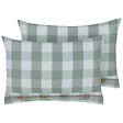 BELIANI - Lot de 2 coussins décoratifs TAMNINE 40 x 60 cm Vert menthe À carreaux - vignette