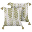 BELIANI - Lot de 2 coussins décoratifs SYRINGA Coton 45 x 45 cm Vert Motif géométrique - vignette