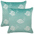 BELIANI - Lot de 2 coussins décoratifs SOLIDAGO Velours 45 x 45 cm Vert - vignette