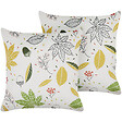 BELIANI - Lot de 2 coussins décoratifs MULLEIN Velours 45 x 45 cm Multicolore Motif de plante - vignette