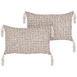 BELIANI - Lot de 2 coussins décoratifs HAKONE 45 x 25 cm Taupe Motif géométrique - vignette
