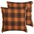 BELIANI - Lot de 2 coussins décoratifs BARJA 45 x 45 cm Orange À carreaux - vignette