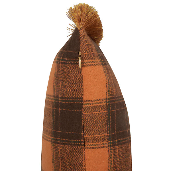 BELIANI - Lot de 2 coussins décoratifs BARJA 45 x 45 cm Orange À carreaux - large
