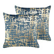 BELIANI - Lot de 2 coussins décoratifs GARDENIA Velours 45 x 45 cm Bleu Motif abstrait - vignette