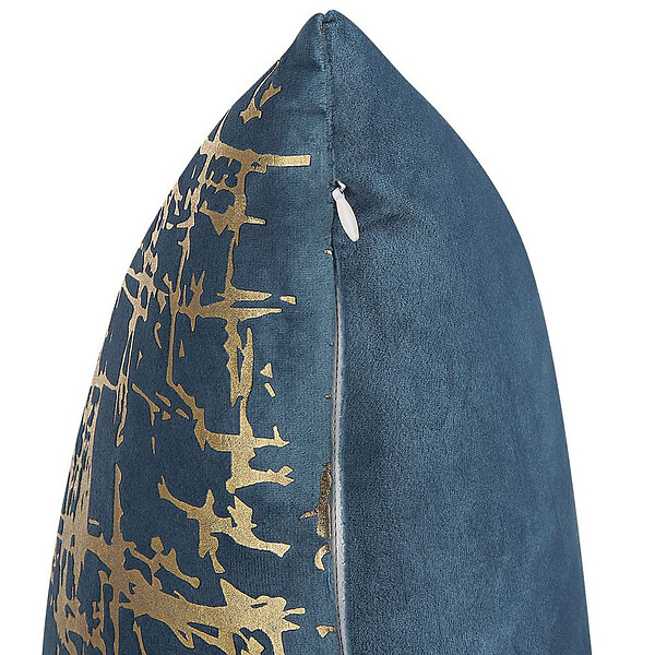 BELIANI - Lot de 2 coussins décoratifs GARDENIA Velours 45 x 45 cm Bleu Motif abstrait - large