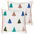 BELIANI - Lot de 2 coussins décoratifs SKIMMIA Coton 45 x 45 cm Blanc Motif de Noël - vignette