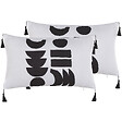 BELIANI - Lot de 2 coussins décoratifs LIRIOPE 30 x 50 cm Noir/blanc Motif géométrique - vignette
