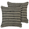 BELIANI - Lot de 2 coussins décoratifs YONCALI Coton 45 x 45 cm Noir À carreaux - vignette