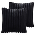 BELIANI - Lot de 2 coussins décoratifs RAKYA 45 x 45 cm Fourrure synthétique Noir À rayure - vignette