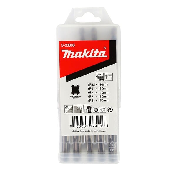 MAKITA - Coffret de 5 forets MAKITA D-03888 à emmanchement SDS-Plus - large