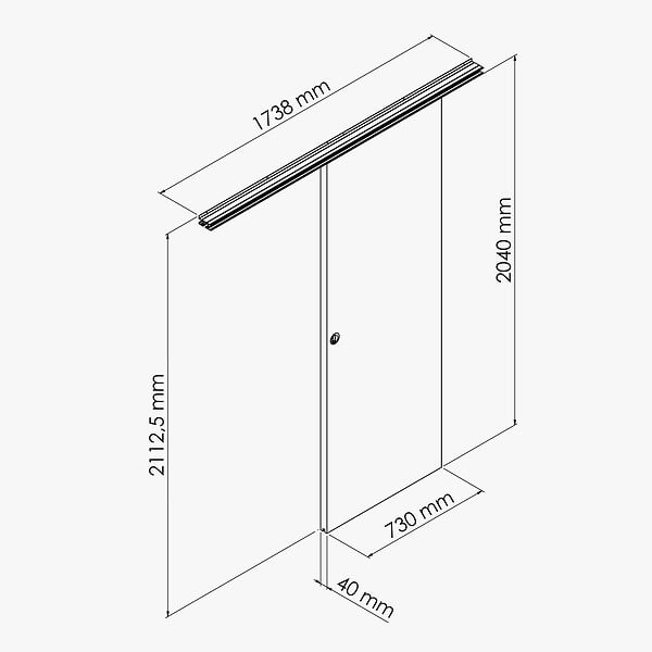 COULICOOL - Porte Coulissante avec Rail + Poignée Verticale - Alizés 73 cm - large