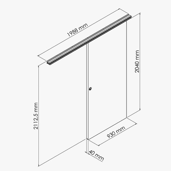 COULICOOL - Porte Coulissante avec Rail - Prépeinte Plane 93 cm - Sans butée - large