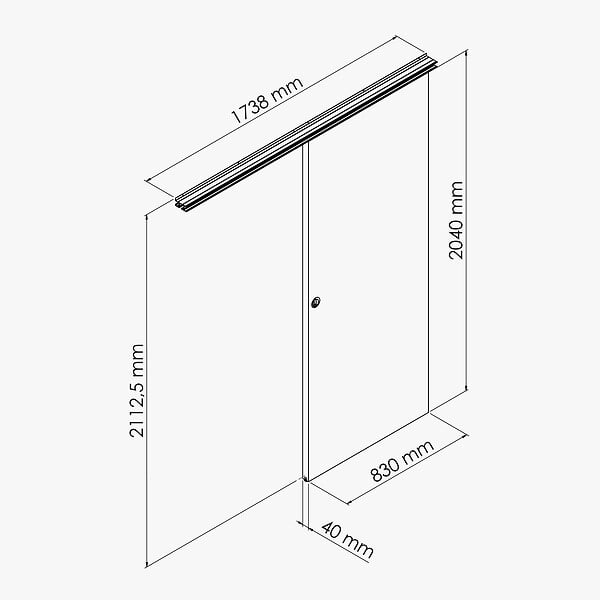 COULICOOL - Porte Coulissante avec Rail - Prépeinte Ligne 83 cm - Avec butée - large
