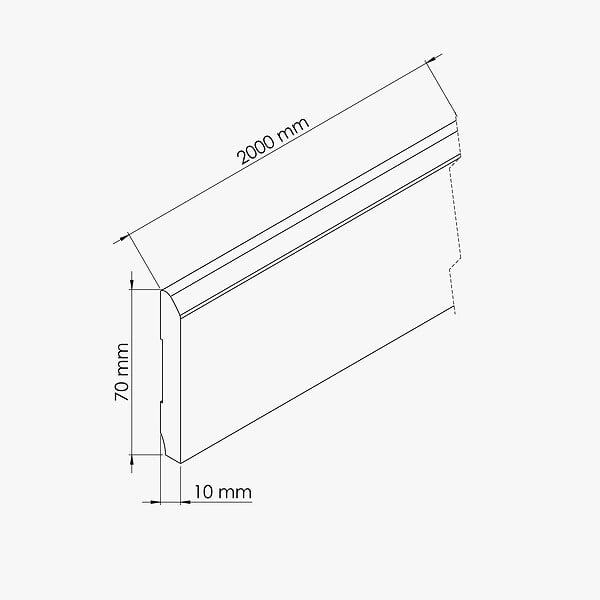 TECNOPROFILS - Plinthe MDF 2 m - Frêne Clair - Lot de 5 - 70 x 10 mm - large