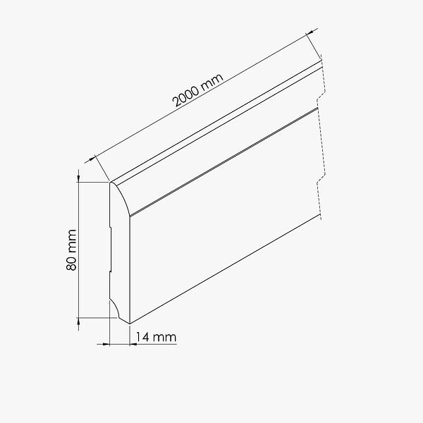 TECNOPROFILS - Plinthe MDF 2 m - Chêne Cérusé - Lot de 5 - 80 x 14 mm - large
