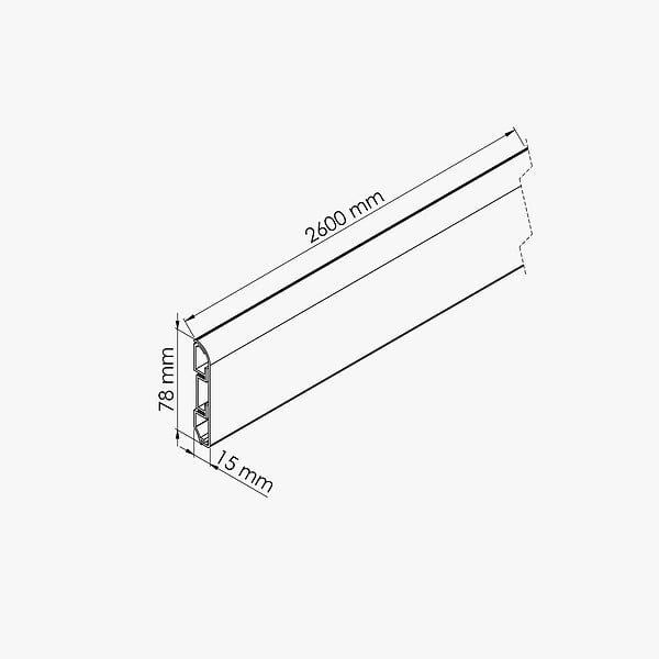 TECNOPROFILS - Plinthe Passe-Câble PVC 80 mm - Blanc - 2.60 m, Lot de 5 - large
