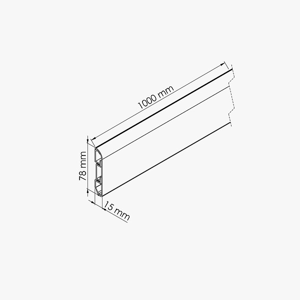 TECNOPROFILS - Plinthe Passe-Câble PVC 80 mm - Planche Blanchie - 1 m, À l'unité - large
