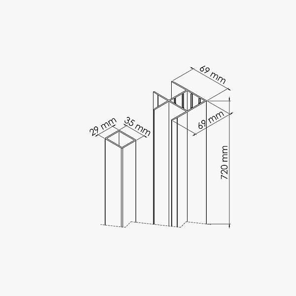 MON MARCHE DECO - Poteau d'Angle SLIM 72 cm - large