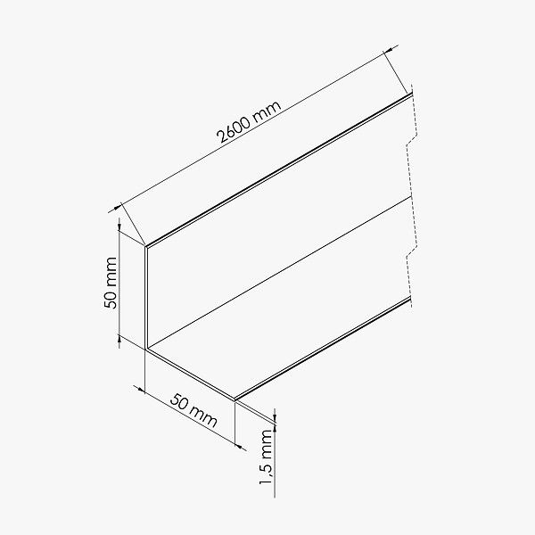 TECNOPROFILS - Cornière PVC - Longueur 2.60 m - Blanc - Lot de 5 - 5 x 5 cm - large