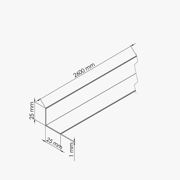 TECNOPROFILS - Cornière PVC - Longueur 2.60 m - Blanc - Lot de 5 - 2.5 x 2.5 cm - large